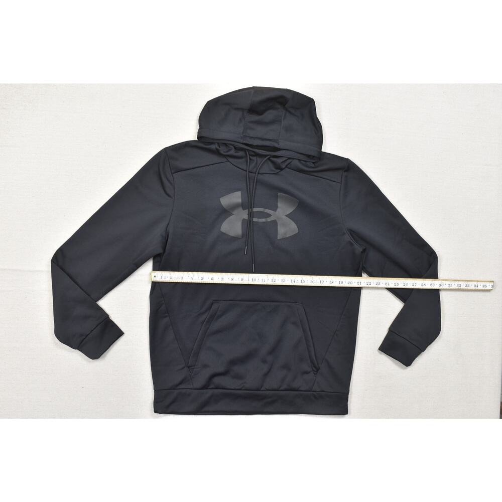 Under Armour Men's Size Medium Black Fleece Pullover Hoodie Loose Fit Logo - Picture 3 of 8